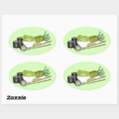 アボカ転がドわさび日本のすしディナー 楕円形シール (シート)