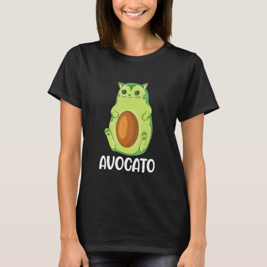 アボガート・ヴィーガン・アボカド・キャット Tシャツ (正面)