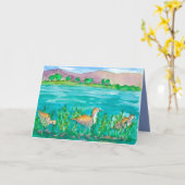 アボケーレイクショアバードハッピーバースデー カード (黄色い花)