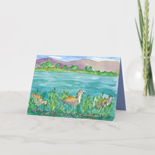 アボケーレイクショアバードハッピーバースデー カード (正面)