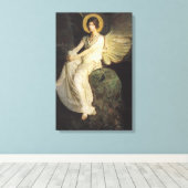 アボット・セイヤーによって岩に座る翼のある姿 キャンバスプリント (インサイチュ (ウッドフロア))