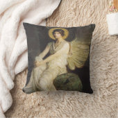アボット・セイヤーによって岩に座る翼のある姿 クッション (ブランケット)