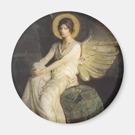 アボット・セイヤーによって岩に座る翼のある姿 マグネット (正面)