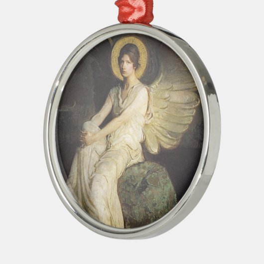 アボット・セイヤーによって岩に座る翼のある姿 メタルオーナメント (左)