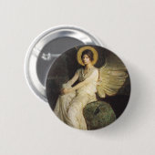 アボット・セイヤーによって岩に座る翼のある姿 缶バッジ (正面&裏面)