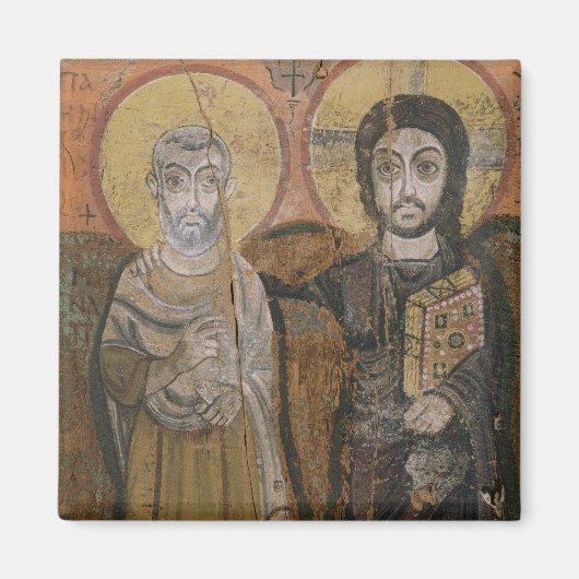 アボット・メナとキリストを描いたアイコン マグネット (正面)