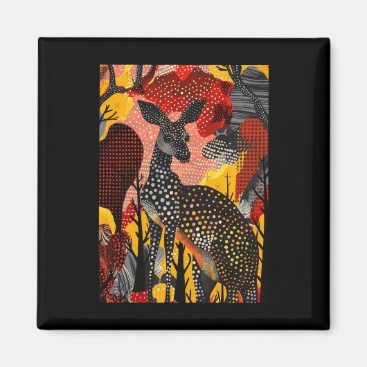 アボリジナルのオーストラリアのカンガルードットアートルーのアートワーク マグネット (正面)