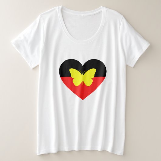 アボリジナルの蝶の旗 プラスサイズTシャツ (デザイン正面)
