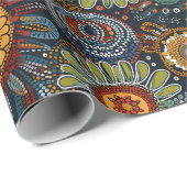 アボリジナルスタイル紙花 ラッピングペーパー (ロールコーナー)