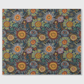 アボリジナルスタイル花光沢ラッピング紙 ラッピングペーパー (フラット)