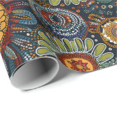 アボリジナルスタイル花光沢ラッピング紙 ラッピングペーパー (ロールコーナー)