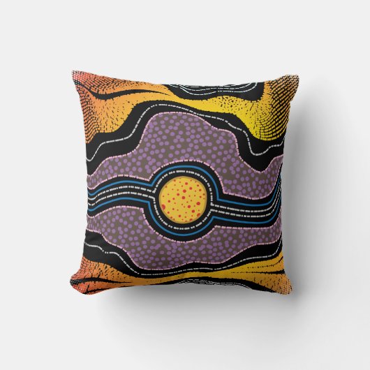 アボリジナルデザインワン装飾用クッション クッション (正面)