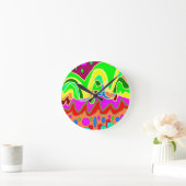 アボリジナル型アート抽象芸術 ラウンド壁時計 (ホーム)