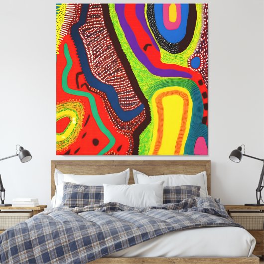 アボリジナル抽象芸術アートVol 06 キャンバスプリント (インサイチュ (寝室))