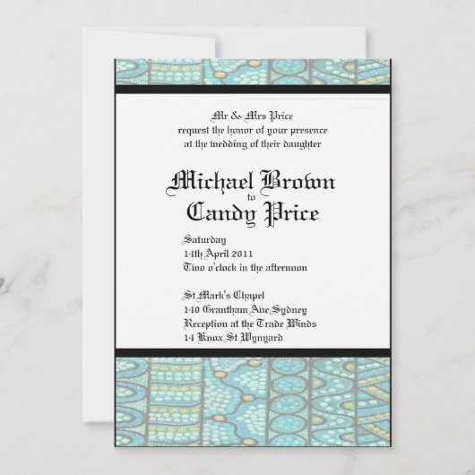 アボリジナル結婚式招待状ザジャーニーブルー 招待状 (正面)