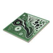 アボリジナル美術スタイルグリーン1/9セラミックタイル タイル (側面)