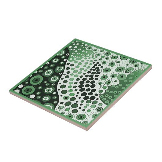 アボリジナル美術スタイルグリーン2/9セラミックタイル タイル (側面)