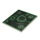 アボリジナル美術スタイルグリーン8/9セラミックタイル タイル (側面)