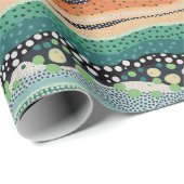 アボリジナル美術スタイルストライプラッピング紙 ラッピングペーパー (ロールコーナー)