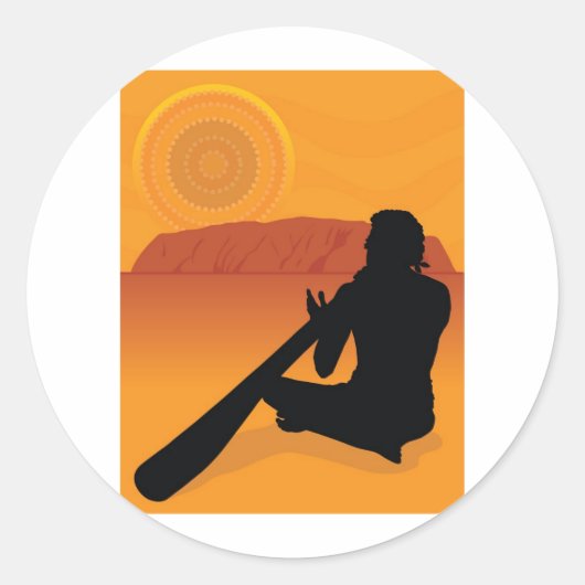 アボリジナル・シルエット ラウンドシール (正面)