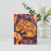 アボリジニのドットアートスタイルのウォンバット ポストカード (スタンド正面)