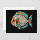アボリジニインスパイアア・フィッシュ絵画・ドット ポストカード (正面/裏面)