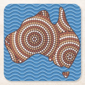アボリジニ絵画ア スクエアペーパーコースター (正面)