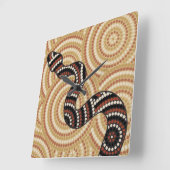 アボリジニ絵画ウム スクエア壁時計 (傾斜)