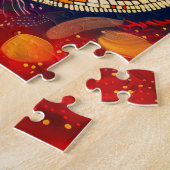 アボリジネドットアートスタイルのワニ ジグソーパズル (側面)