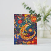 アボリジネドットアートスタイルのワニ ポストカード (スタンド正面)