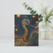 アボリジネドットアートスタイルのEMU ポストカード (スタンド正面)