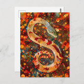 アボリジンドットアートスタイルのヘビ ポストカード (正面/裏面)