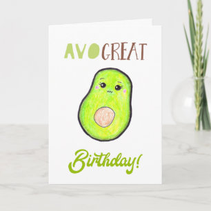 アボ素晴らし誕生日かわいい手描きアボカドかわいい カード