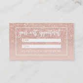 アポイントメントのばら色の金ゴールドのタイポグラフィのばら色の金ゴールドのロゴ 予約カード (裏面)