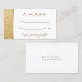 アポイントメントのエレガントな金ゴールドのグリッターのモダン 予約カード (正面/裏面)