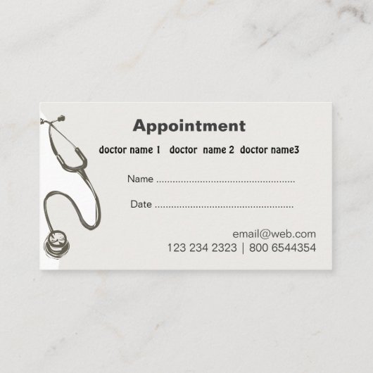 アポイントメントのシンプルで素晴らしい医者医療機器 予約カード (裏面)