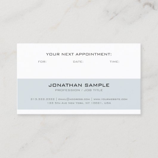 アポイントメントのメモのモダンでスタイリッシュでシンプルな平野 予約カード (正面)