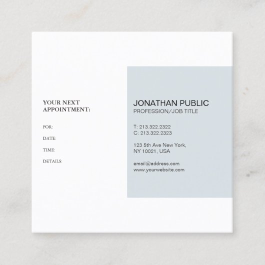 アポイントメントのメモのモダンで上品なシンプルな設計 予約カード (正面)