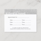 アポイントメントのメモのモダンな銀製のグリッター 予約カード (正面)