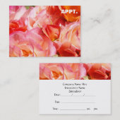 アポイントメントのメモはピンクのバラの花を梳きます 予約カード (正面/裏面)