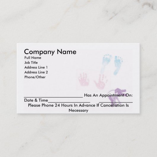 アポイントメントの名刺 予約カード (正面)