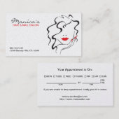 アポイントメントの日付が付いているエレガントなヘアーサロン 予約カード (正面/裏面)