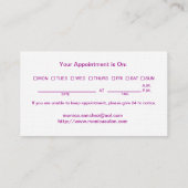 アポイントメントの日付が付いているエレガントなヘアーサロン 予約カード (裏面)