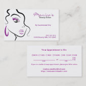 アポイントメントの日付が付いているエレガントな美容院 予約カード (正面/裏面)