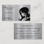 アポイントメントの日付が付いているステンレス鋼の美容院 予約カード (正面/裏面)