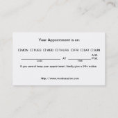 アポイントメントの日付が付いている白黒ヘアーサロン 予約カード (裏面)