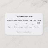 アポイントメントの日付が付いている白黒ヘアーサロン 予約カード (裏面)