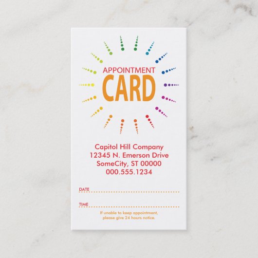 アポイントメントのrainbowBurst 予約カード (正面)