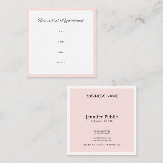 アポイントメントアラームトレンディーエレガントデザインプレーン 予約カード (正面/裏面)