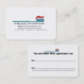 アポイントメントカードが付いている歯科医の名刺 予約カード (正面/裏面)